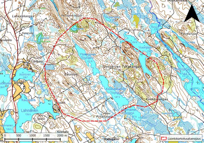 Kuva 1. Sikamäen tutkimusalue on merkitty karttaan punaisella katkoviivalla. tutkimusmenetelmät Lepakkoselvityksiä on tehty Suomessa melko niukasti, eikä vakiintuneita menetelmiä vielä ole.