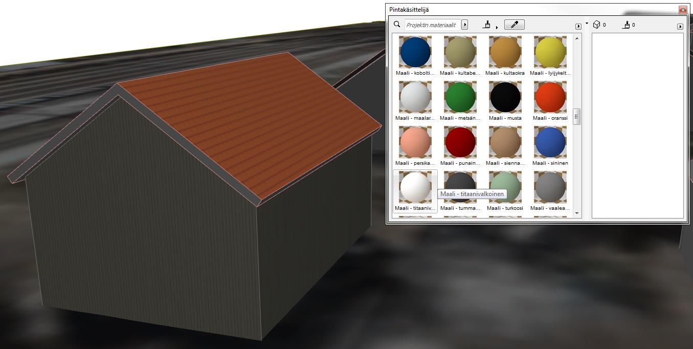 25 KUVA 18 Seinien rajaus katolla käyttäen Boolen toimenpiteitä 4.3.3 Julkisivutekstuurien lisääminen Malliin on helppo saada näyttävyyttä lisäämällä rakennusten julkisivuihin tekstuurit.