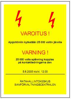 SÄHKÖRADAN MERKKEJÄ: LIITE 1/2 URAKOINTIIN JA