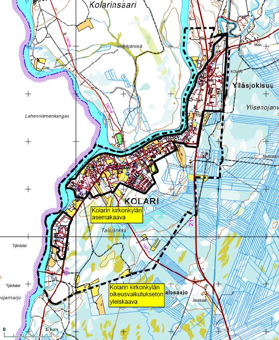 13 2.2.3 Yleiskaavat ja asemakaavat Kolarin kirkonkylän yleiskaava 1978 (oikeusvaikutukseton) Osayleiskaava on suurimmalta osin toteutunut kuitenkin niin että asumiseen osoitetut uudet tai ehdolliset