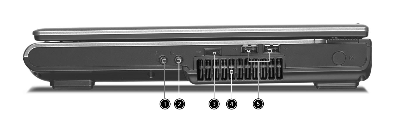 7 Näkymä oikealta English # Kohta Kuvaus 1 Linjan/Mikrofonin sisäänmenon jakkiliitin Hyväksyy audiolinjasisäänmenon laitteet (esim., audio-cd-soitin ja stereo walkman).