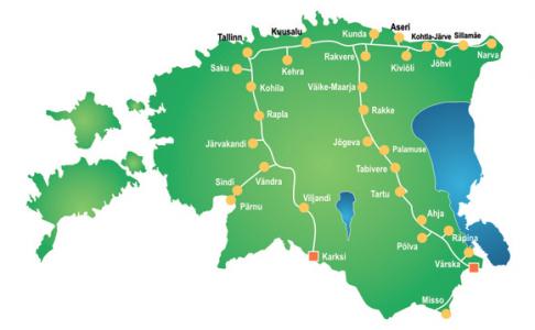 16 Viron maakaasun siirtoverkon pituus on 880 km ja siitä on yhteydet Narvan ja Värskan kautta Venäjälle sekä Karskin kautta Latviaan.