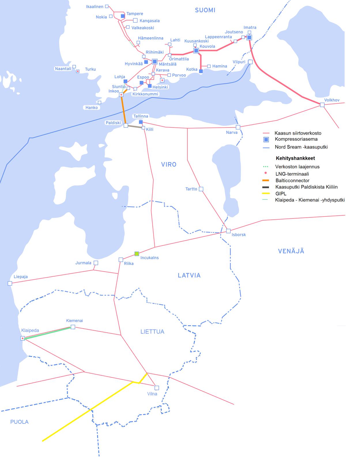 48 Kuva 4.2 Oy ja Amanda Vainio Suomen ja Baltian muodostama maakaasumarkkina Lähde: Gasum Kuvassa 4.