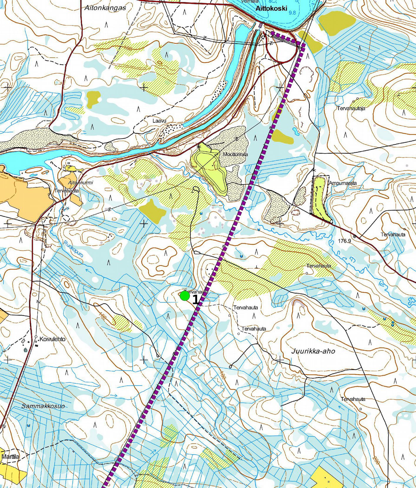 3 Kohde, mittakaava :0 000, Maanmittauslaitoksen peruskarttarasteri : 5 000, 6/05.