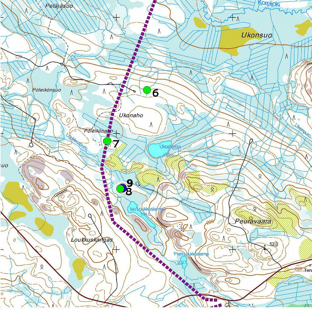 3 Kohteet 6-9, mittakaava :0 000, Maanmittauslaitoksen peruskarttarasteri : 5 000, 6/05. 8.