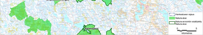 10 (48) Lestijärven tuulivoimapuisto FCG SUUNNITTELU JA TEKNIIKKA OY Kuva 2. Lestijärven tuulivoimapuiston ympäristöön sijoittuvat Natura alueet. Taulukko 3.