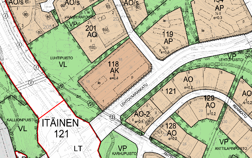 5 Kuva 4: Ote Nurmeksen keskustaajaman 1975 yleiskaavamerkinnöistä 3.4 Asemakaava Alueella on voimassa asemakaava (AYK 29.06.