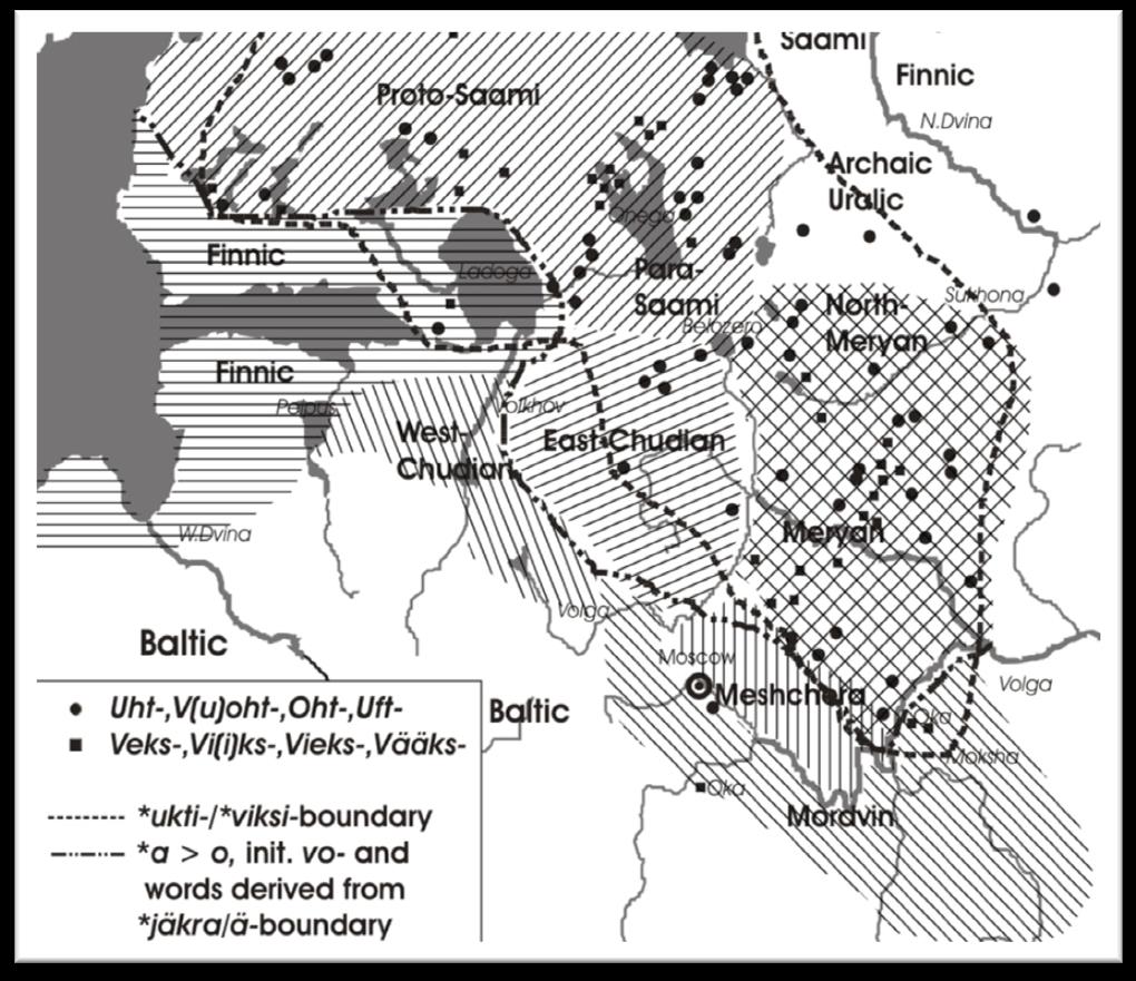 possibly the x-language most likely belonged to the same West Uralic entity which is sometimes called Proto-Finno-Mordvin (e.g. Kallio 2009) or by the old school Proto-Finno-Volgaic (e.