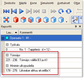 TERVETULOA KÄYTTÄMÄÄN A 15 vasemmassa alaosassa päivittyminen simuloinnin edetessä. Kun simulointi on päättynyt, Raporttivälilehdellä luetteloidaan simuloinnin aikaiset tapahtumat.