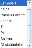 Muuttuva asetusarvon osa = "Input ref. select". Se sisällytetään :nä Ref A:n kanssa.. (Kun Input ref. select" on asetettu Off tilaan, "Ref. calc A" piilotetaan).