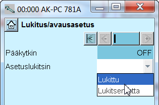 Konfigurointi - jatkoa Avaa säätimien konfigurointi lukko 1. Mene konfigurointivalikkoon Säädin voidaan konfiguroida vain silloin, kun se ei ole lukittu.