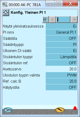 Konfigurointi - jatkoa Erilliset PI-toiminnot 1. Valitse PI functions (PI-toiminnot) 2. Valitse haluttu PI-toiminto 3.