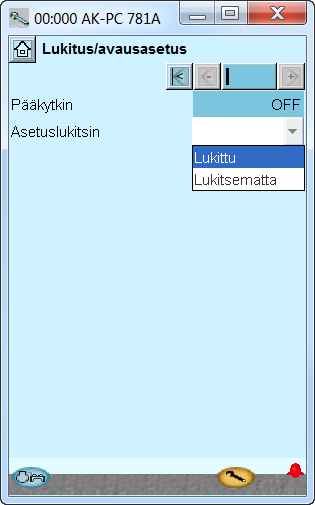 Konfigurointi - jatkoa Lukitse konfigurointi 1. Mene konfigurointivalikkoon 2. Valitse Lukitus/avausasetus (Lock/Unlock configuration) 3.