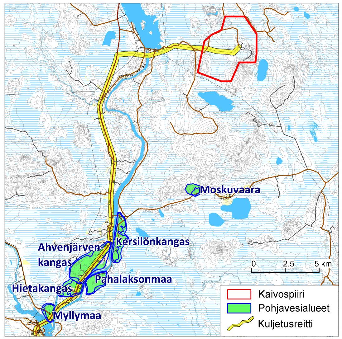 92(157) Keväällä tehdyissä mittauksissa pohjavedenpinta on 0,6-2,1 m syvemmällä kuin kesän mittauksissa. Kuva 9-13.