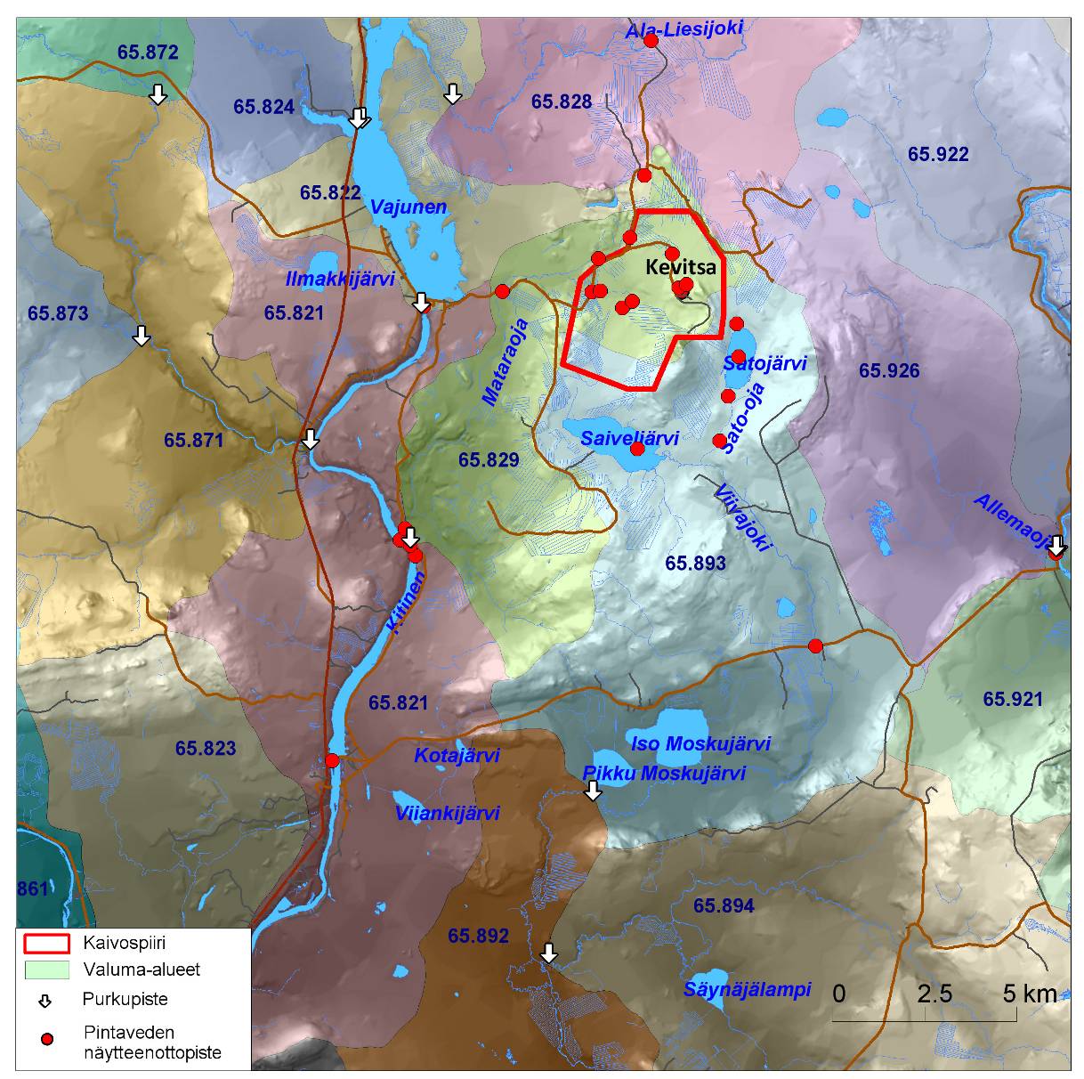 75(157) Allemaoja saa alkunsa Allema-aavan suoalueelta noin 5 km Kevitsan alueelta itään. Ojan valuma-alue on noin 59,6 km 2 koostuen pääsoin ojittamattomasta aapasuosta.