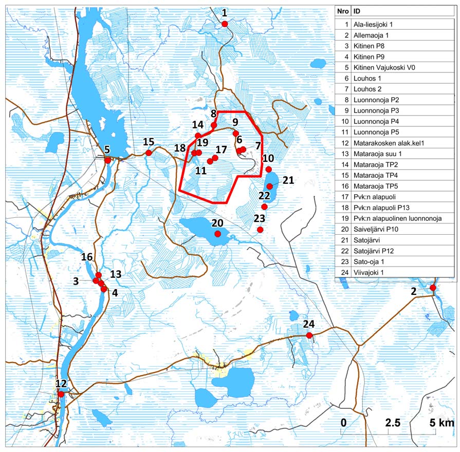 78(157) Kuva 9-4. Veden laadun näytepisteiden sijainnit.