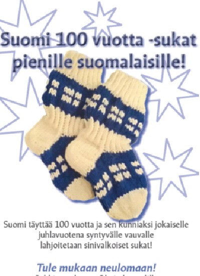 18 Keskiviikon käsityökerho tammikuussa klo 13-15 11.1. Suomi100-vauvasukkien neulomista 18.1. Ovikranssi 25.1. Punatulkku askartelua Mukana Oxana.