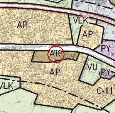 Ote kantakaupungin yleiskaavasta. Suunnittelualue ympyröity punaisella Asemakaava Kaava-alueella on voimassa 19.5.