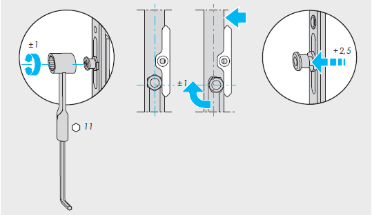 LK 3.4 HELAT JA SARANAT - SIEGENIA TITAN HELOJEN SÄÄTÖ HARDWARE AND HINGES - ADJUSTMENTS OF SIEGENIA TITAN HARDWARE Yläsaranan säätö / Top hinge adjustment