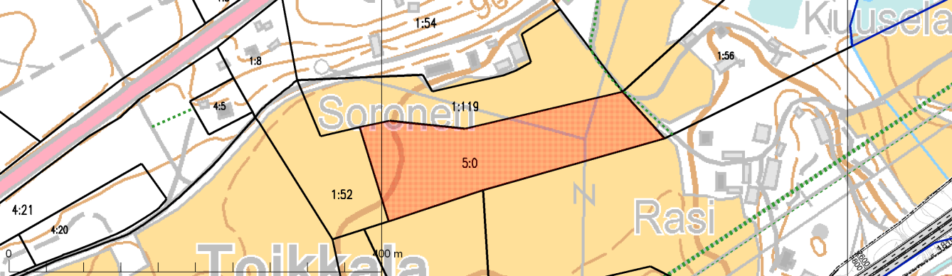 Kohdekortti 8 / Kiinteistöjärjestelysuunnitelma Liittämisiä Junttolan tien itäpuolella, paaluväli 15700-16500 Saman omistajan omistuksessa olevat kiinteistöt 1:48 Multis ja 5:0 Toikkalanpelto