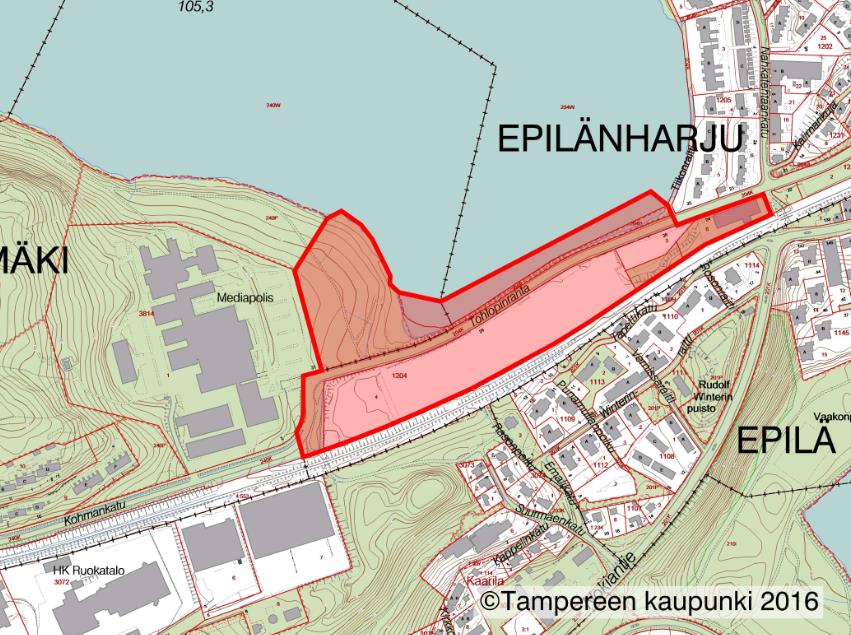 2017 Epilä; Tohlopinranta, EHYT- kohde (8525) Tohloppi -järven etelärannan teollisuusaluetta rautatien varressa muutetaan asuinkerrostalojen alueeksi. asuminen n.