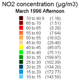 Sovellukset: numeerisia tuloksia The predicted concentration of NO 2 in the