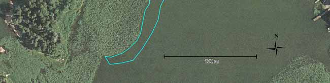2.1 Soukansalmi (4.7.2006) Osa-alue 2.1 A Alueen pohjoisosassa, aivan ruovikon reunassa oli noin kaksi metriä syvää ja siinä kasvoi muutamia ahvenvitoja.