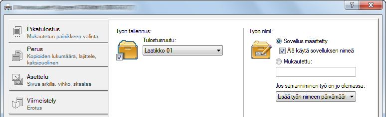 Tulostaminen tietokoneelta > Tulostuslaatikon käyttö Asiakirjan tallentaminen tulostuslaatikkoon Käytä alla olevaa toimenpidettä asiakirjan tallentamiseen tietokoneeseen luotuun tulostuslaatikkoon.