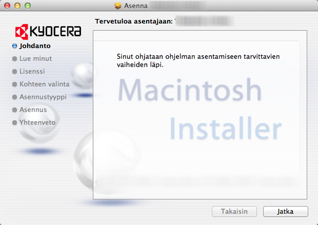 Koneen asennus ja asetukset > Ohjelmiston asennus Ohjelmiston asentaminen Mac-tietokoneeseen Mac-tietokoneessa voi käyttää vain koneen tulostinominaisuutta.