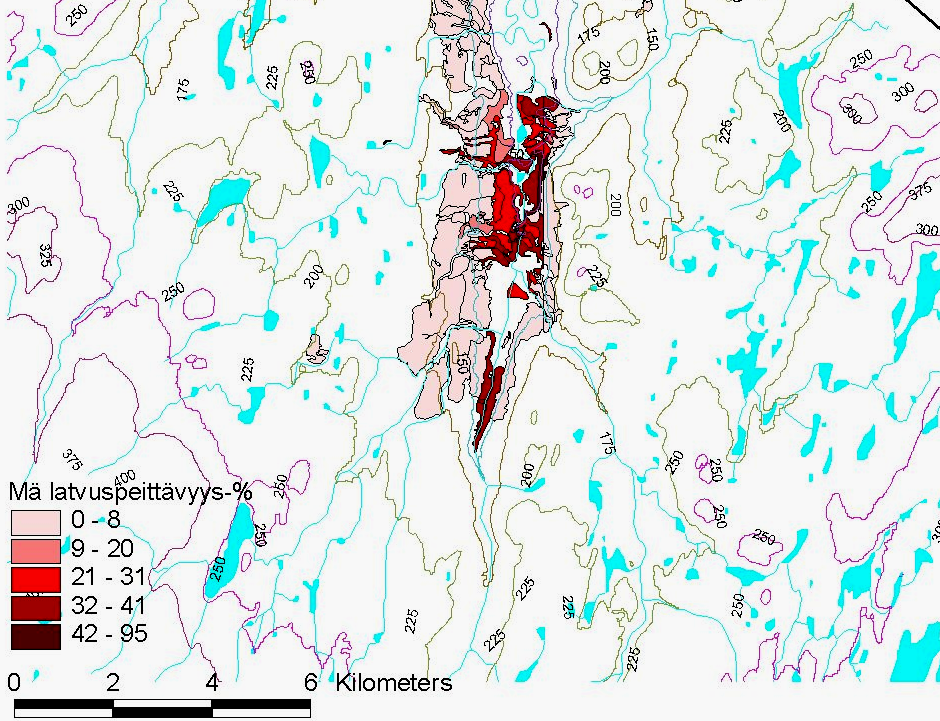 Liite 4. Pulmankijärven männiköt latvuspeittävyyden ja valtapituuden mukaan. Liite 4.