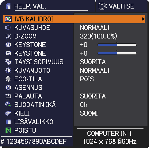 HELP. VAL. HELP. VAL. Valikossa HELP. VAL: voit suorittaa alla olevassa taulukossa esitetyt toiminnot. Valitse toiminto käyttämällä / kohdistinpainikkeita.