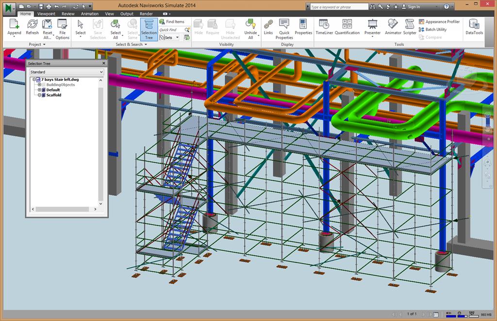 17 3.4.3 Navisworks Simulate Navisworks Simulate on Autodeskin tuoteperheeseen kuuluva ohjelma. Ohjelman tarkoitus on suorittaa simulointeja halutulle mallille.