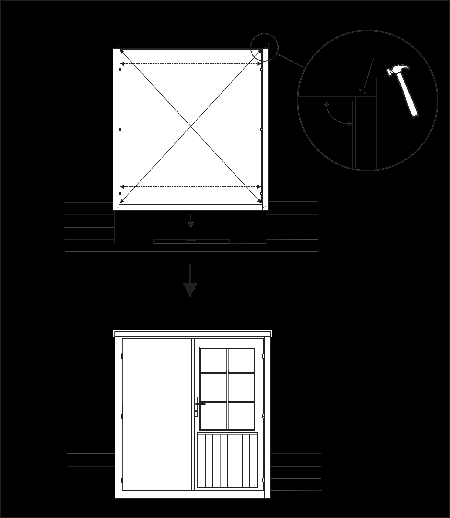 Yleispiirustuksia Lillevilla-mökin pystytyksestä - General drawings of building up Lillevilla Allmänna ritningar för montering av Lillevilla-huset - Generelle tegninger til opførelse af Lillevilla