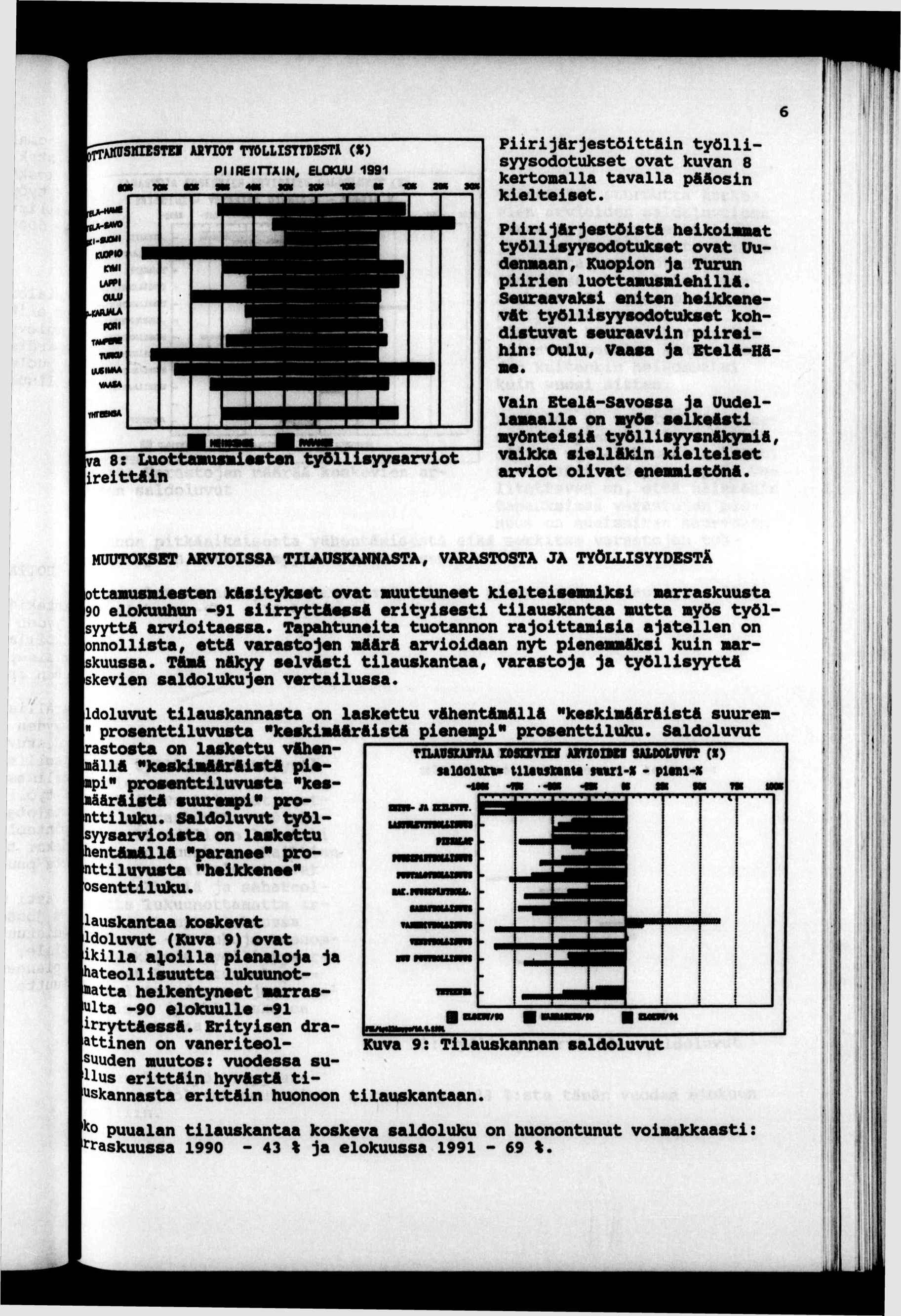 ^f^stasra aktot tdlsttoestj (X) PRETTÄN, ELOKUU 1991 Prjärjestö!ttÄn työllsyysodotukset ovat kuvan 8 kertomalla tavalla pääosn kelteset.