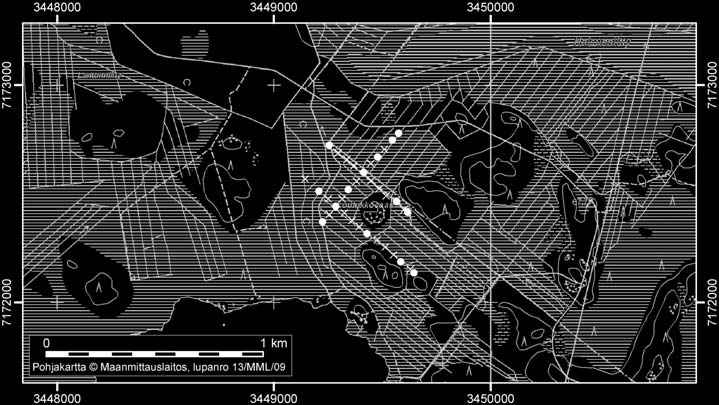 Tyrnävällä tutkitut suot ja niiden turvevarat Osa 2 14. Louhikkosuo Louhikkosuo (kl. 3421 08, x=7172,5, y=3449,3) sijaitsee noin 19 km kunnan keskustasta kaakkoon.