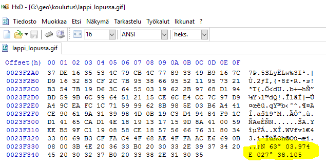 Kuvatiedoston loppuun lisätty koordinaatit