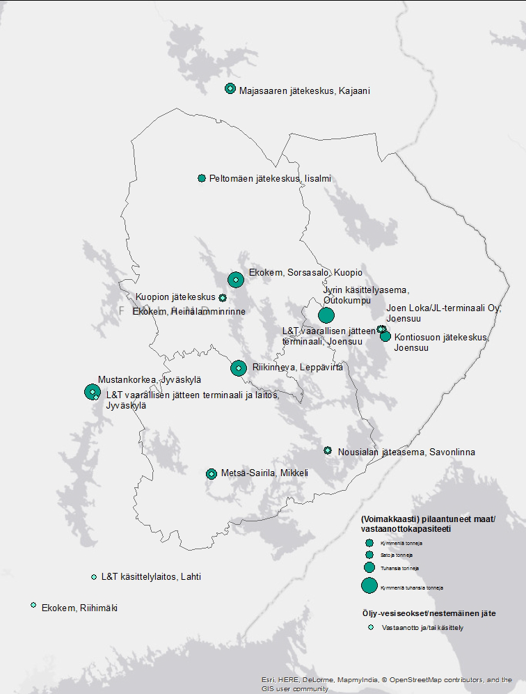 Öljyvahinkojätteen käsittely Itä-Suomessa Vastaanottopaikkojen kartoitus puhelinhaastatteluilla Pilaantuneille maille vastaanottokapasiteetti hyvä Yleisin käsittelymenetelmä kompostointi Lievästi