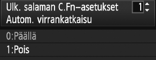 3 Salaman määrittäminenn Langatonta salamakuvausta radiolähetyksen kanssa ei voi määrittää [Ulkoisen salaman asetus]-näytössä.