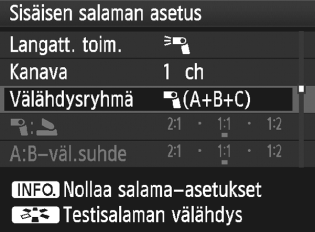 Langattoman salaman käyttäminenn Täysautomaattinen kuvaus usealla ulkoisella Speedlitella Useampaa Speedlite-orjayksikköä voidaan käsitellä yhtenä salamayksikkönä tai jaettuna orjaryhmiin, joiden