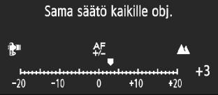 3 Valinnaisten toimintojen asetuksetn C.Fn III -4 Tarkennuksen haku kun AF ei onnistu Jos tarkennus ei onnistu automaattitarkennuksesta huolimatta, kamera joko jatkaa yrittämistä tai lopettaa.