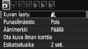 3 Valikkotoiminnot Voit määrittää valikoissa eri toimintoja, kuten kuvan tallennuslaadun, päiväyksen ja kellonajan jne.