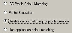 TULOSTINAJURIN ASETUKSET ICC-PROFIILIN LUONTIA VARTEN TAI SILLOIN, KUN VÄRITÄSMÄYSTÄ EI KÄYTETÄ Jos luot ICC-profiileja muiden valmistajien ohjelmilla, valitse [Poista ICC-profiilin luomisen