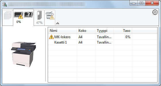 Tulostaminen tietokoneelta > Tulostimen tilan valvominen (Status Monitor) Tulostuksen edistyminen -välilehti Tulostustöiden tila näytetään.