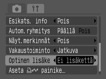 Puhdista ennen käyttöä kaikki pöly ja lika lisäobjektiiveista puhallusharjan avulla. Kamera saattaa tarkentaa objektiivissa olevaan likaan.