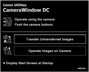 30 Kuvien lataaminen tietokoneeseen Aloittaminen 4. Avaa CameraWindow. Windows Valitse [Canon CameraWindow] ja valitse [OK].