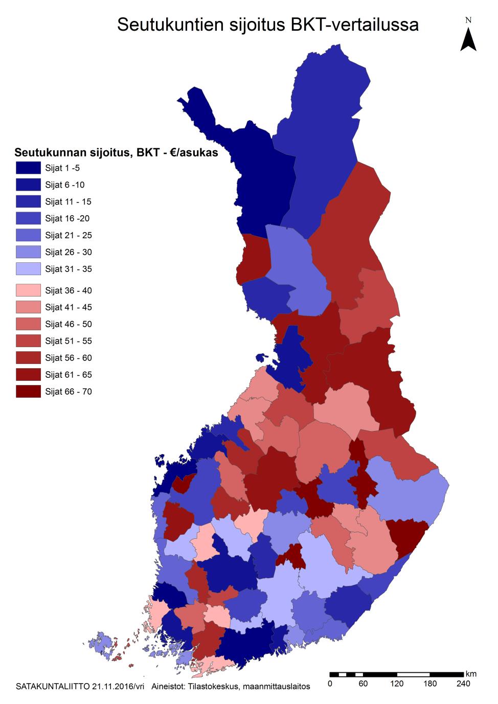 Sinisellä mediaania korkeammat seutukunnat