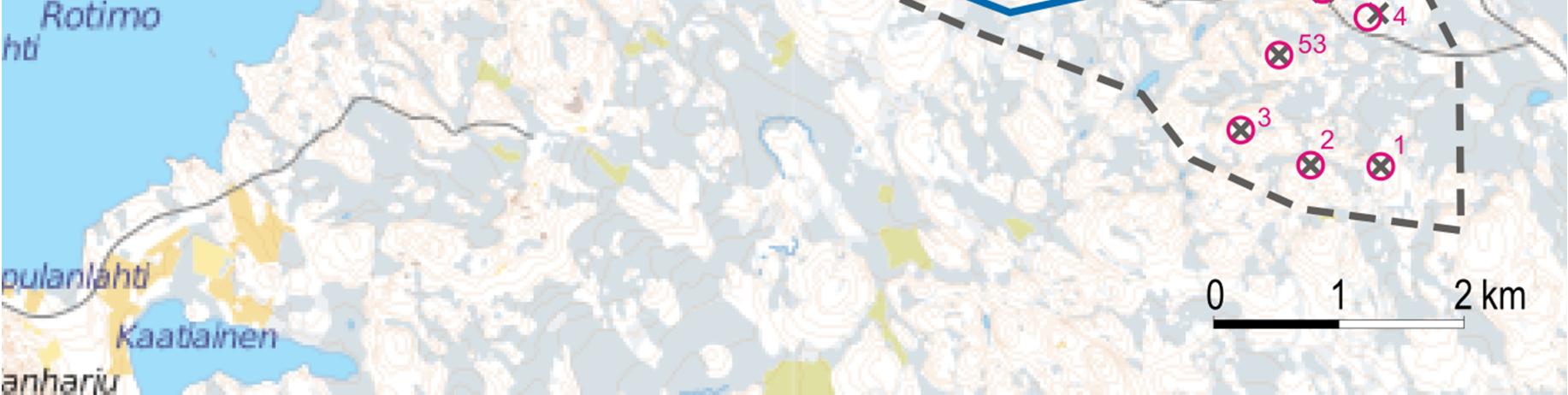 KAJAANIN KAUPUNKI 14 Kuva 6. Murtomäen tuulivoimapuiston voimalapaikat eri suunnitteluvaiheissa.