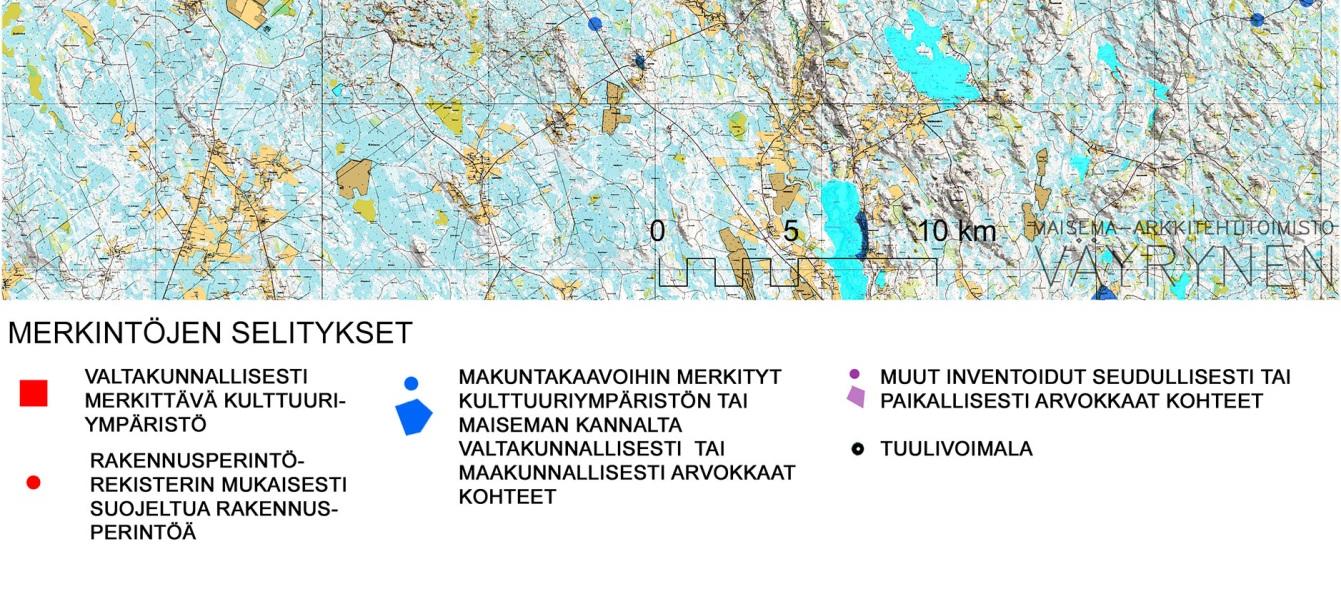 KAJAANIN KAUPUNKI 55 Kohteet voimajohtolinjauksilla Yhdysvoimajohtolinjauksen ympäristöön ei sijoitu maiseman tai kulttuuriympäristön arvokohteita.