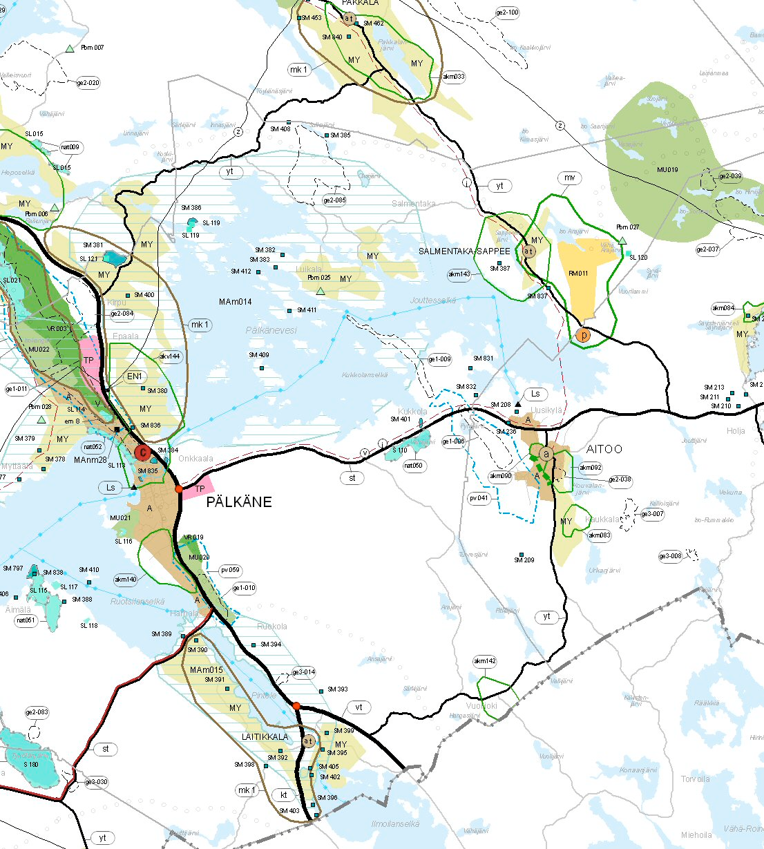 Ote Pirkanmaan 1. maakuntakaavasta - LIITE 3 Suunnittelualue sijaitsee maakuntakaavaehdotuksen maakunnallisen maisema-aluerajauksen Am alueella : Arvokas maisema-alue.