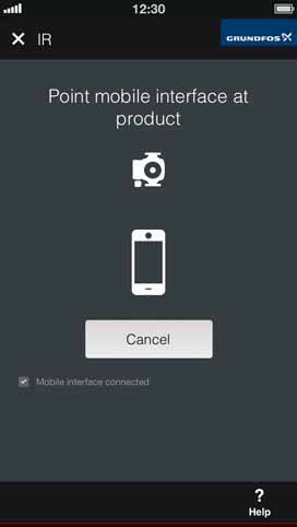 Suomi (FI) 5.3 IR - Yhdistä "IR - Yhdistä" -kohdasta voidaan muodostaa infrapunayhteys Grundfos-tuotteeseen.